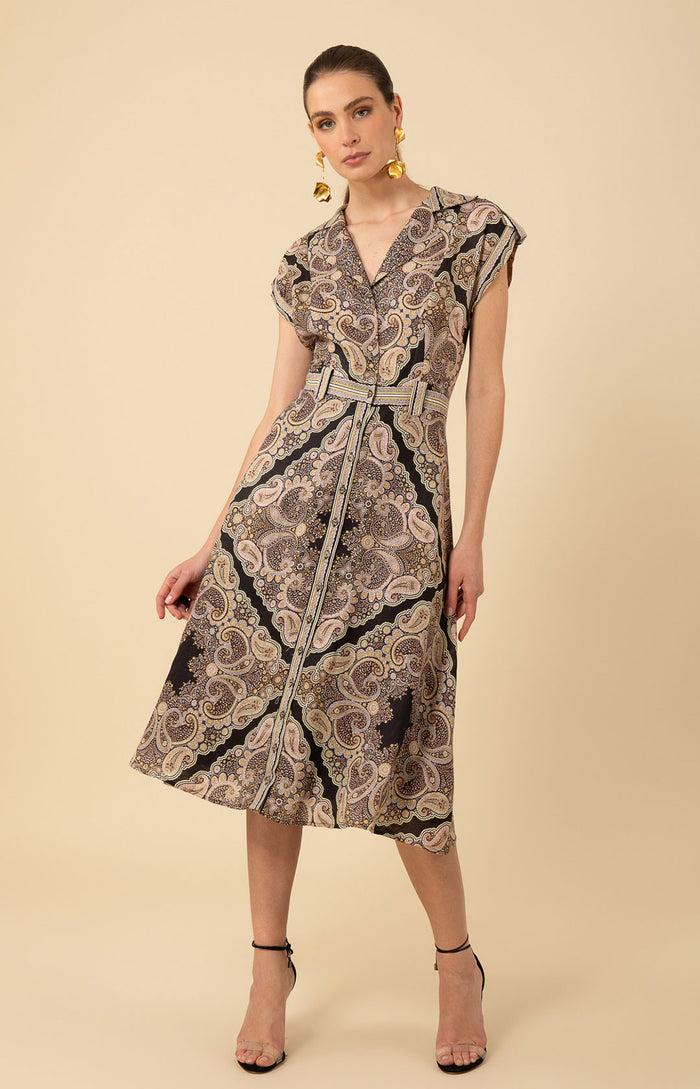 hale bob Priscilla Linen Midi Dress