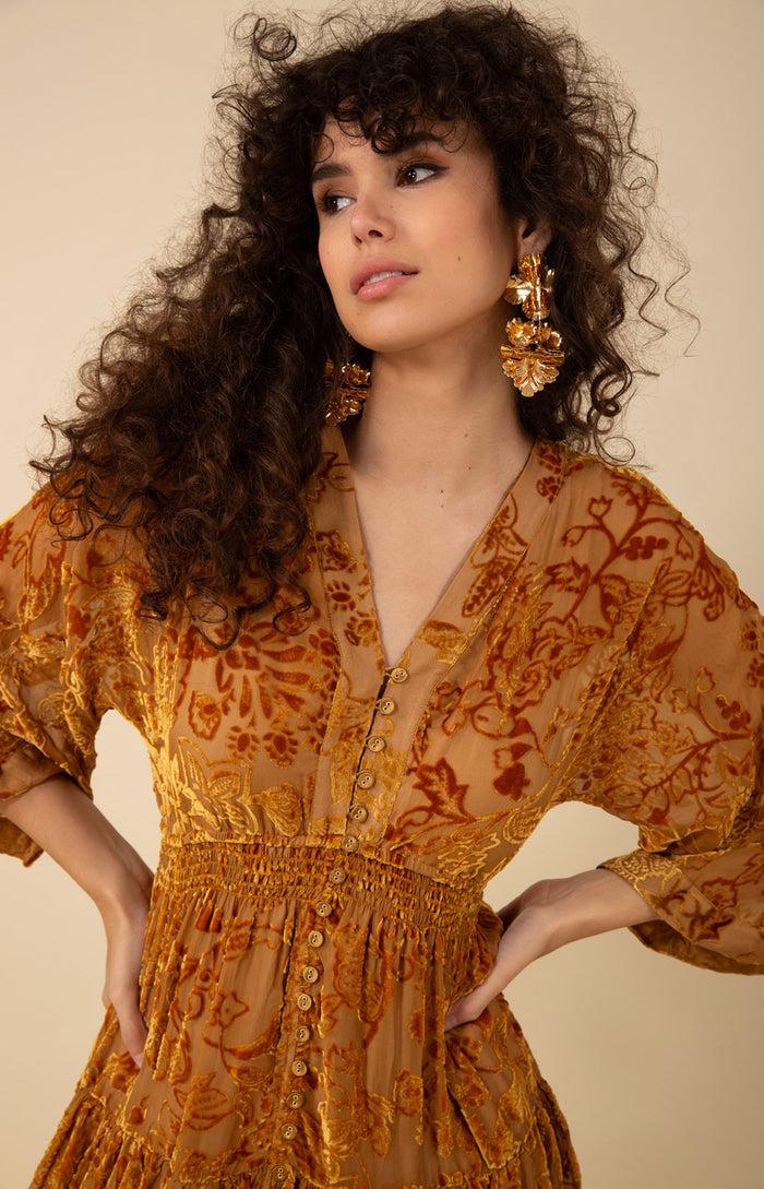 Hale Bob Raven Solid Velvet Burnout Dress