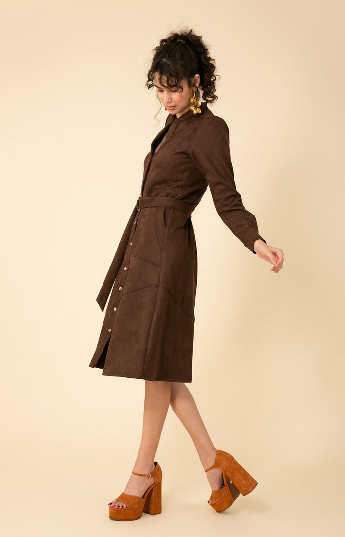 Hale Bob Romane Stretch Ultrasuede Dress