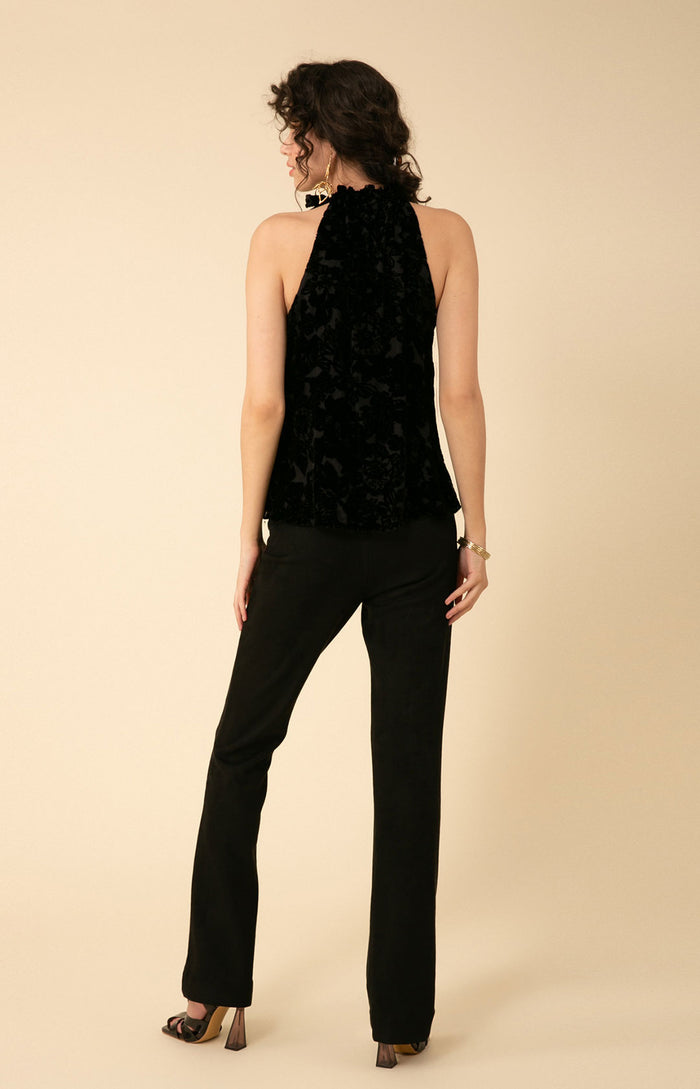 Hale Bob Romy Solid Velvet Burnout Halter Top
