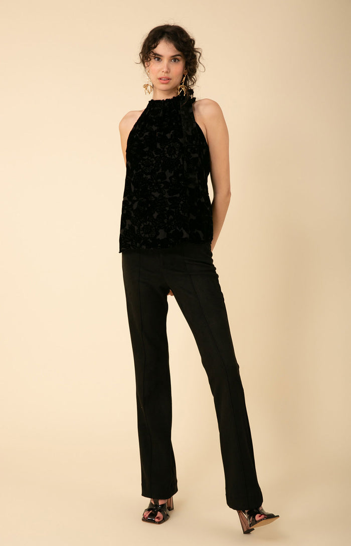 hale bob Romy Solid Velvet Burnout Halter Top