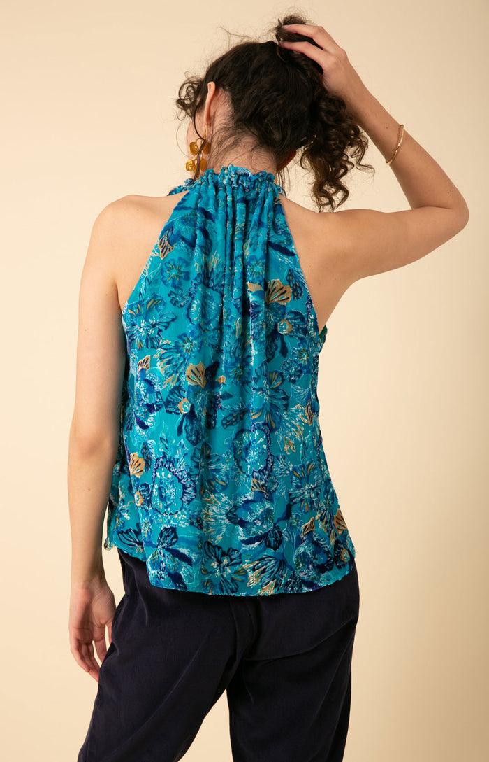 Hale Bob Romy Velvet Burnout Halter Top