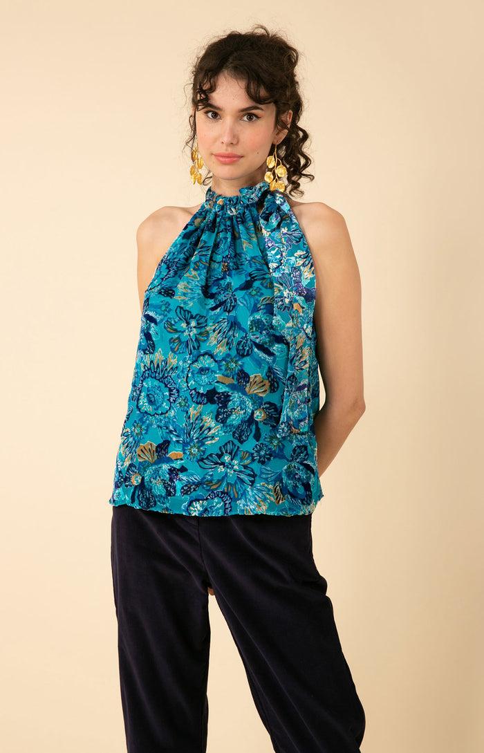 hale bob Romy Velvet Burnout Halter Top