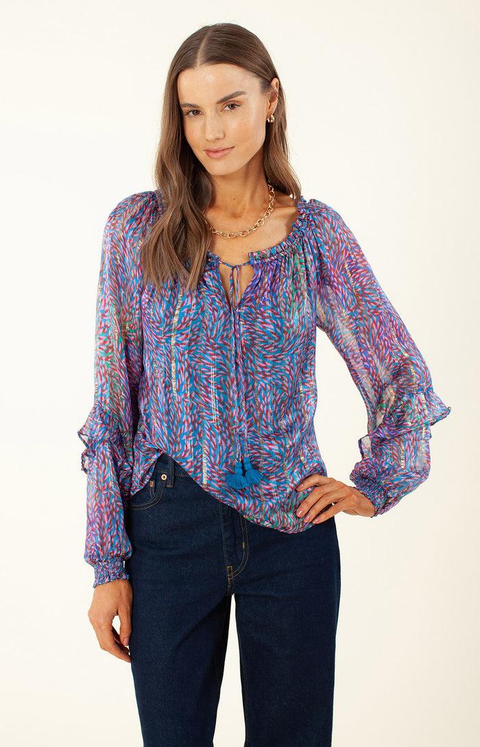 Hale Bob Rosetta Silk Lurex Top