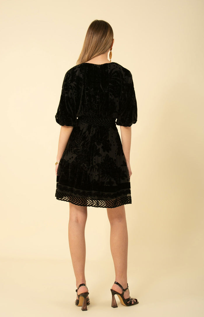 Hale Bob Ruby Solid Velvet Burnout Dress