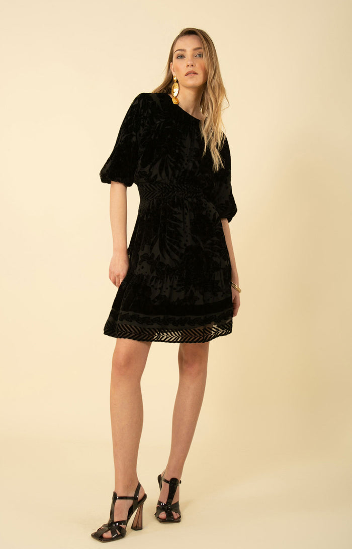 Hale Bob Ruby Solid Velvet Burnout Dress