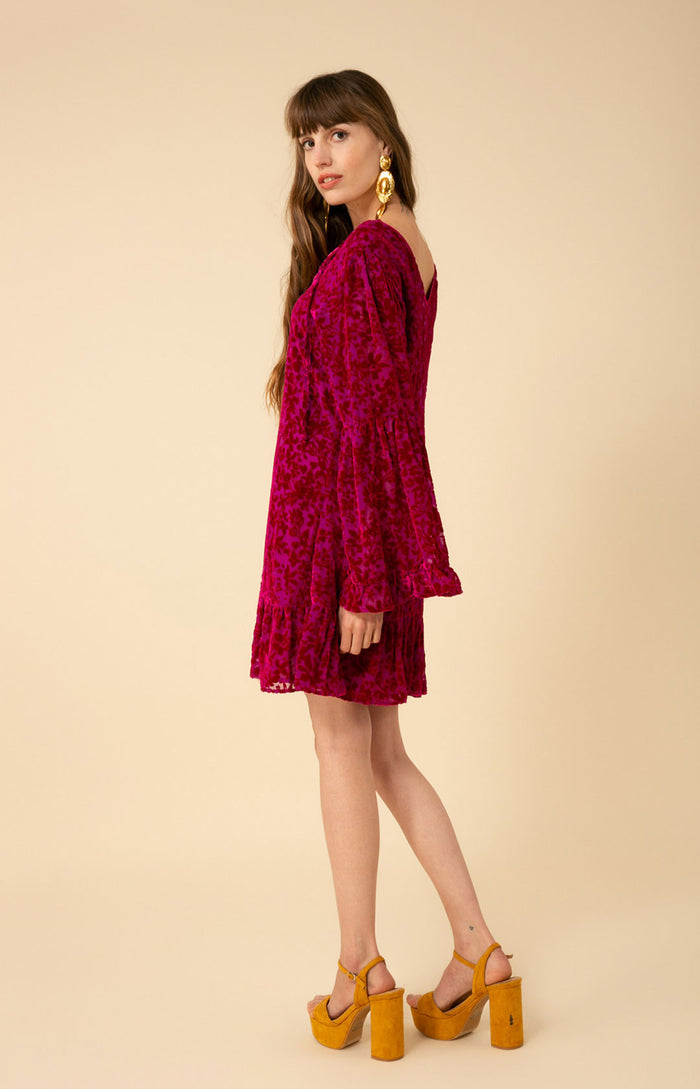 Hale Bob Salome Solid Velvet Burnout Dress
