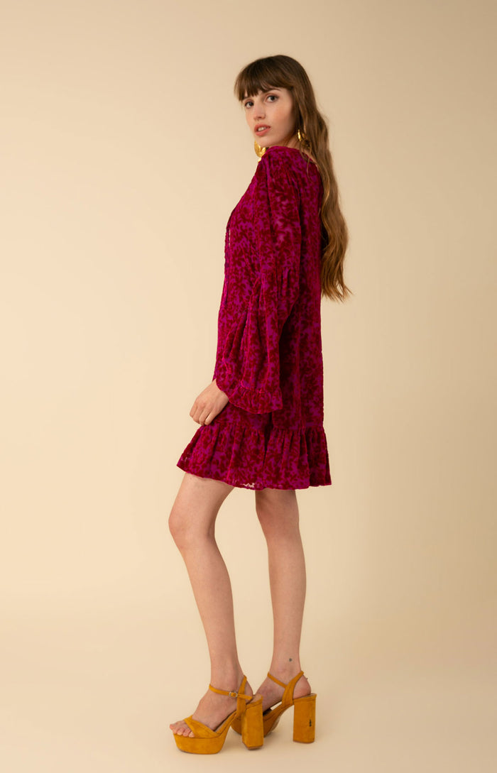 Hale Bob Salome Solid Velvet Burnout Dress