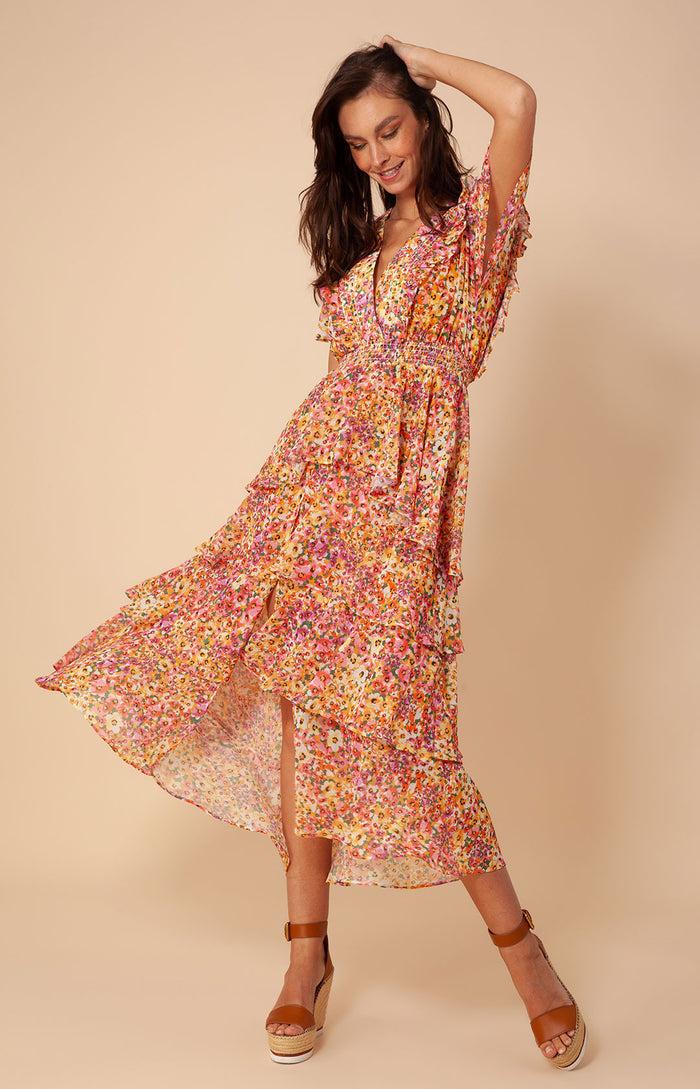 Hale Bob Sania Tiered Chiffon Dress