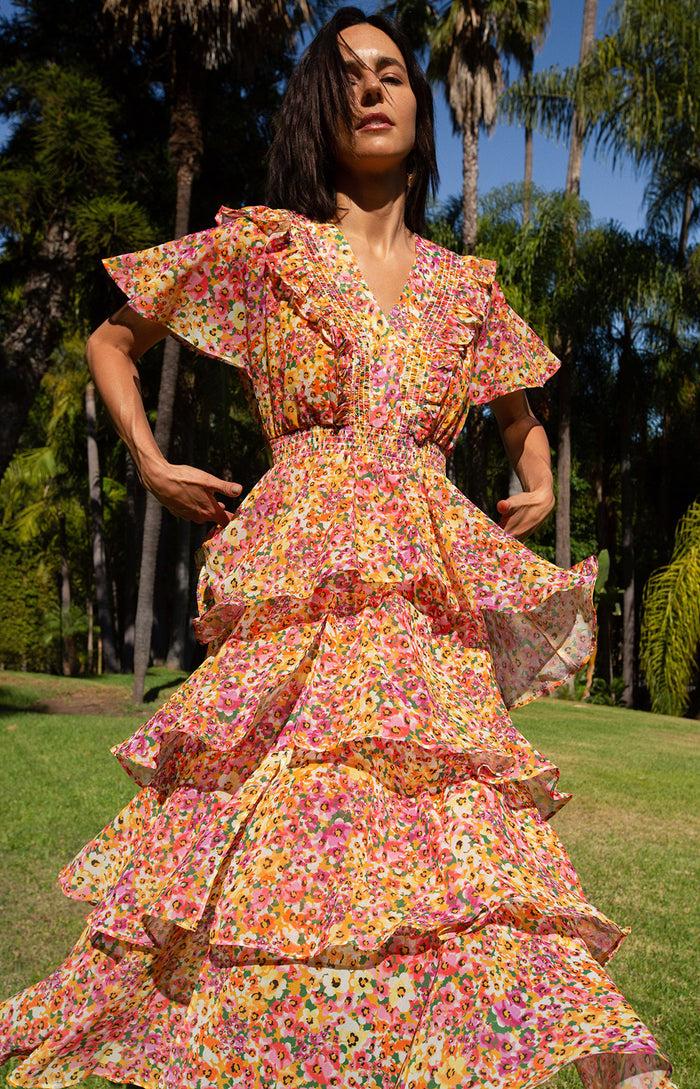 hale bob Sania Tiered Chiffon Dress