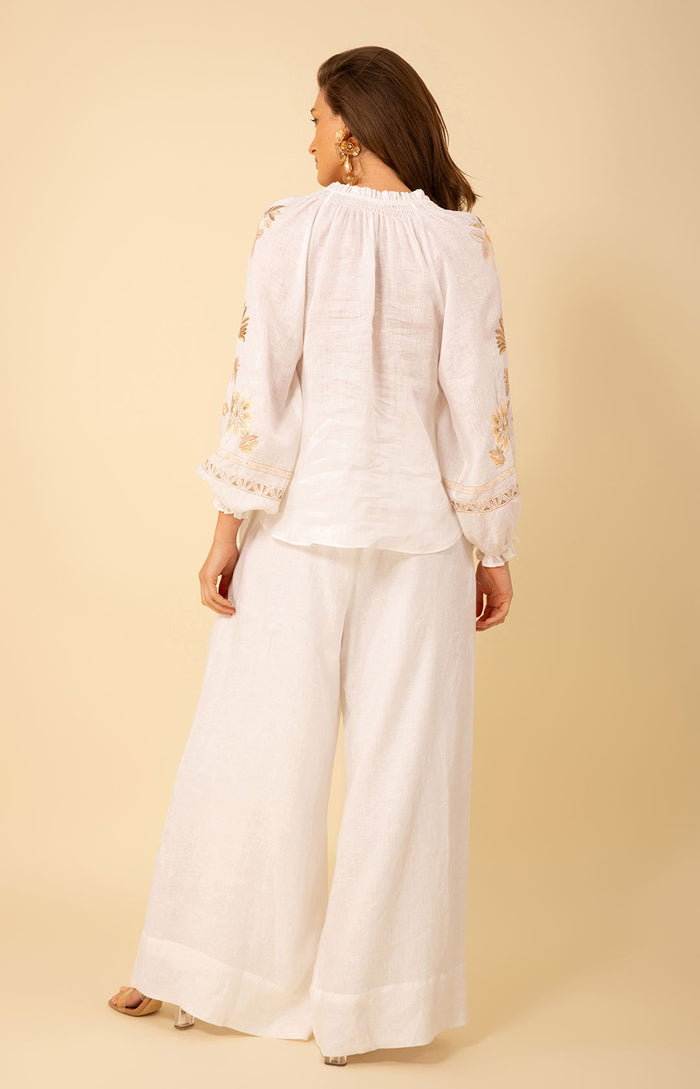 Hale Bob Saylor Embroidered Linen Top