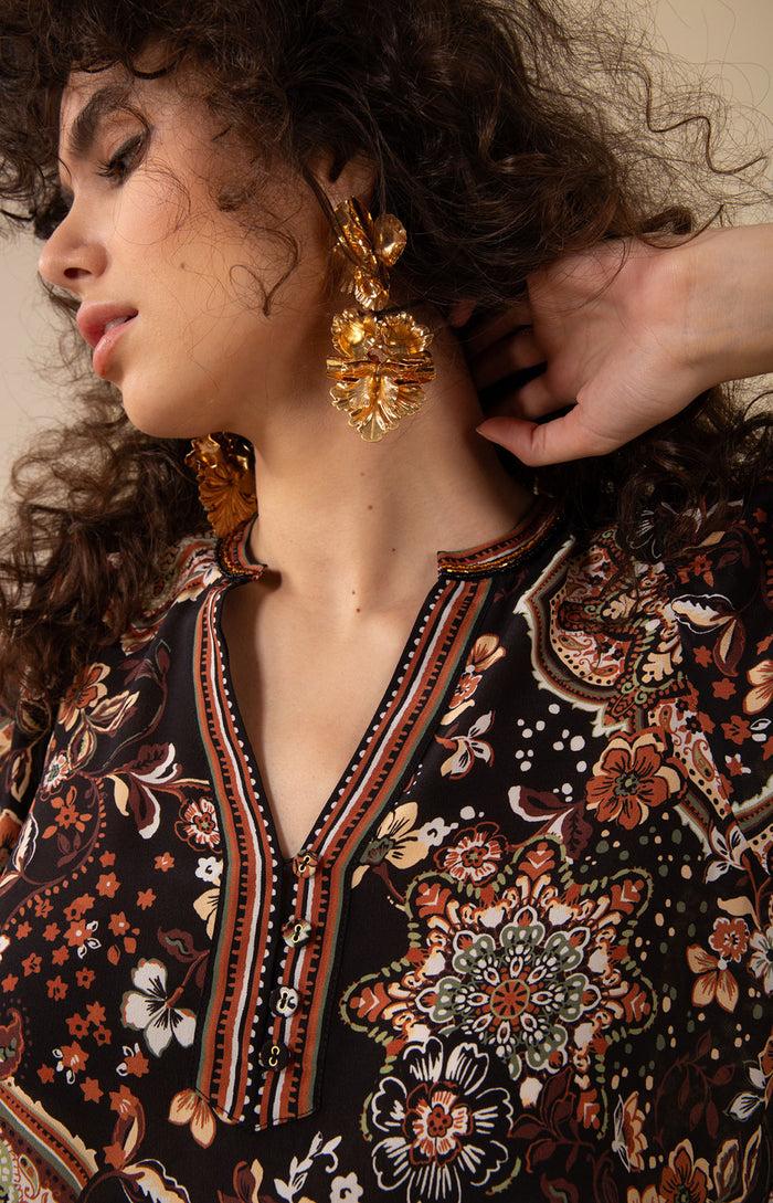 Hale Bob Skye Silk Top Beaded