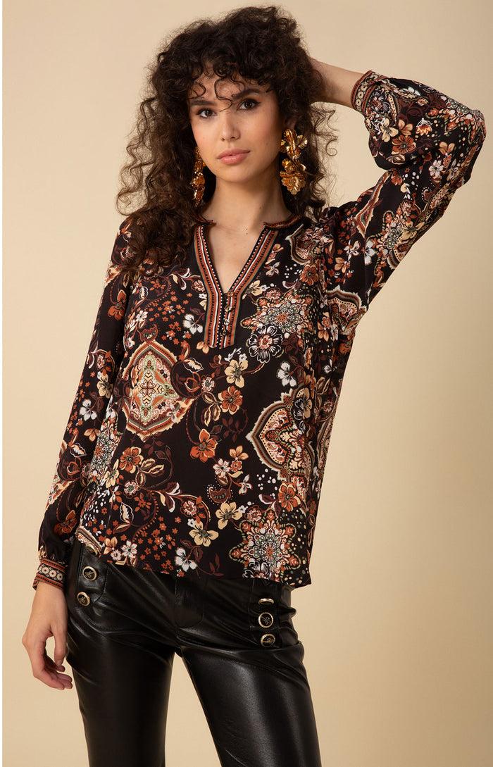 hale bob Skye Silk Top Beaded