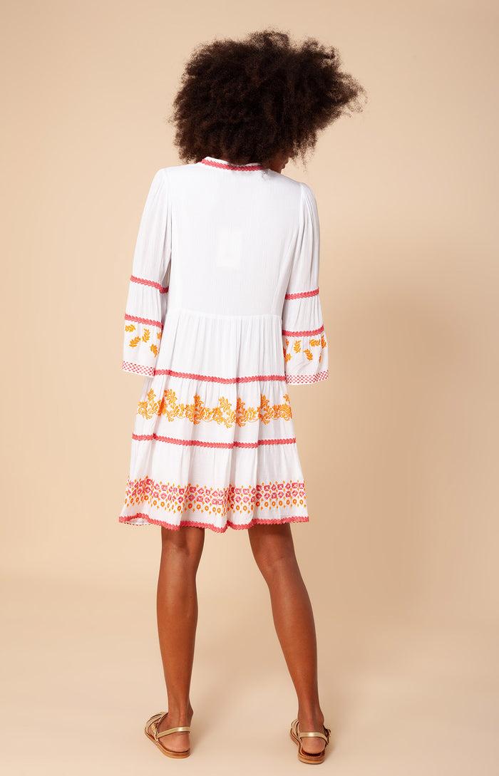 Hale Bob Taliah Embroidered Crinkle Gauze Dress