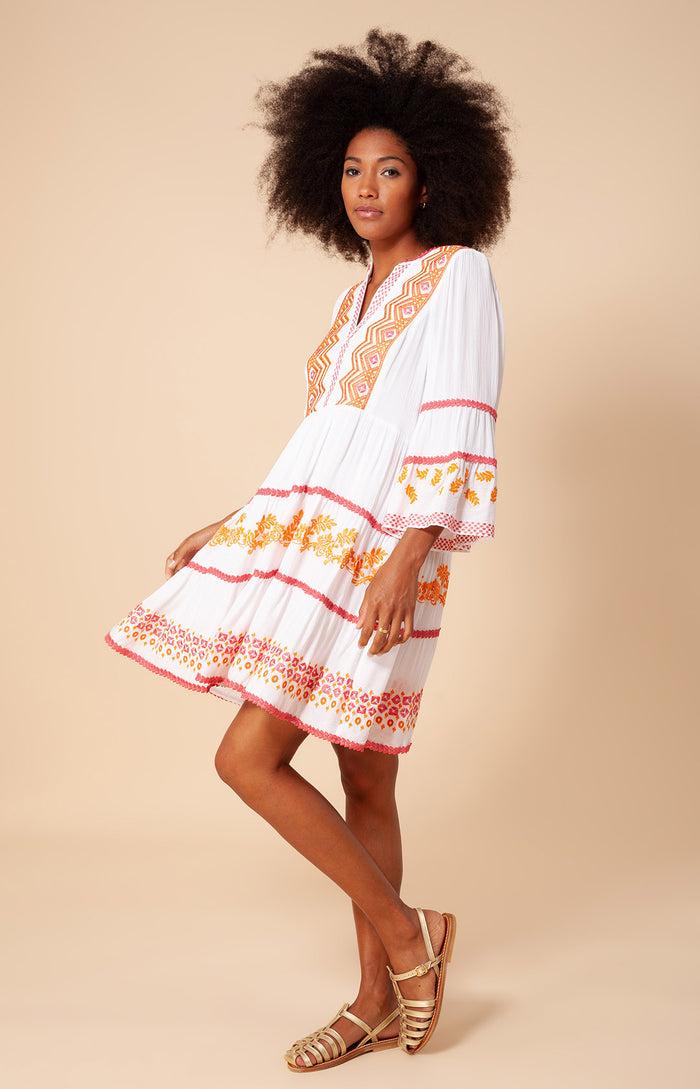 Hale Bob Taliah Embroidered Crinkle Gauze Dress
