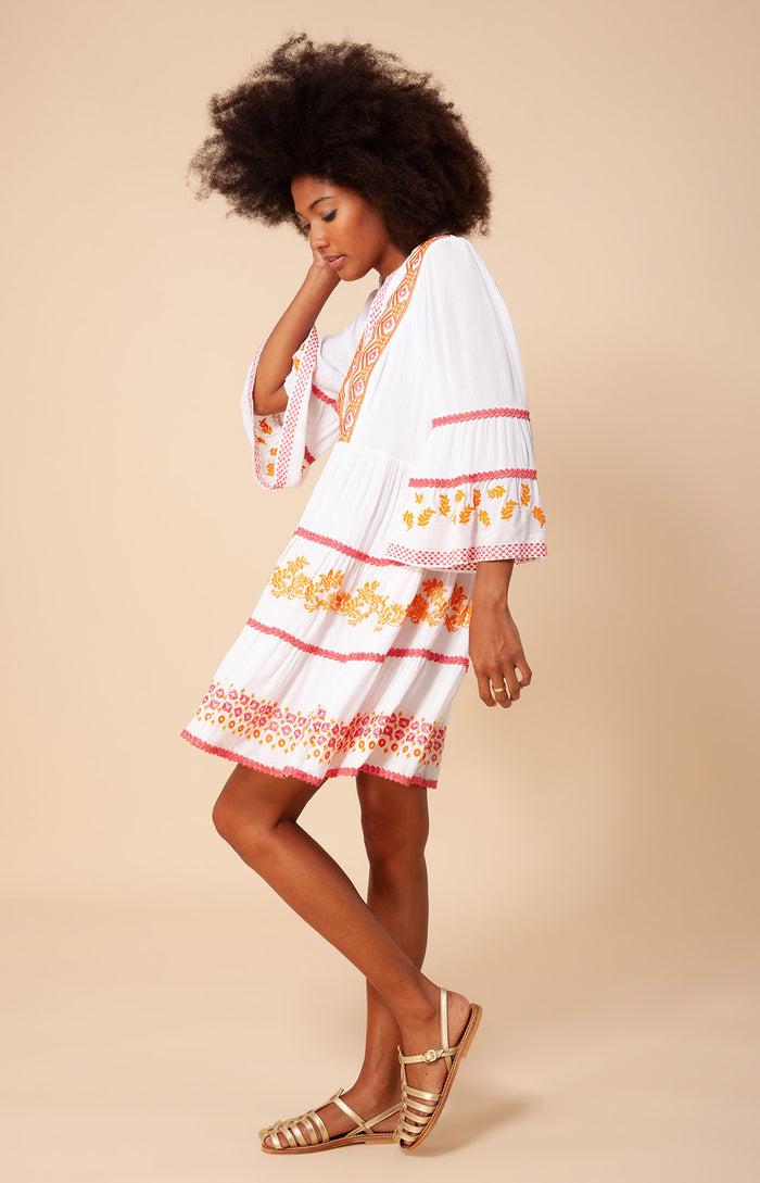 Hale Bob Taliah Embroidered Crinkle Gauze Dress