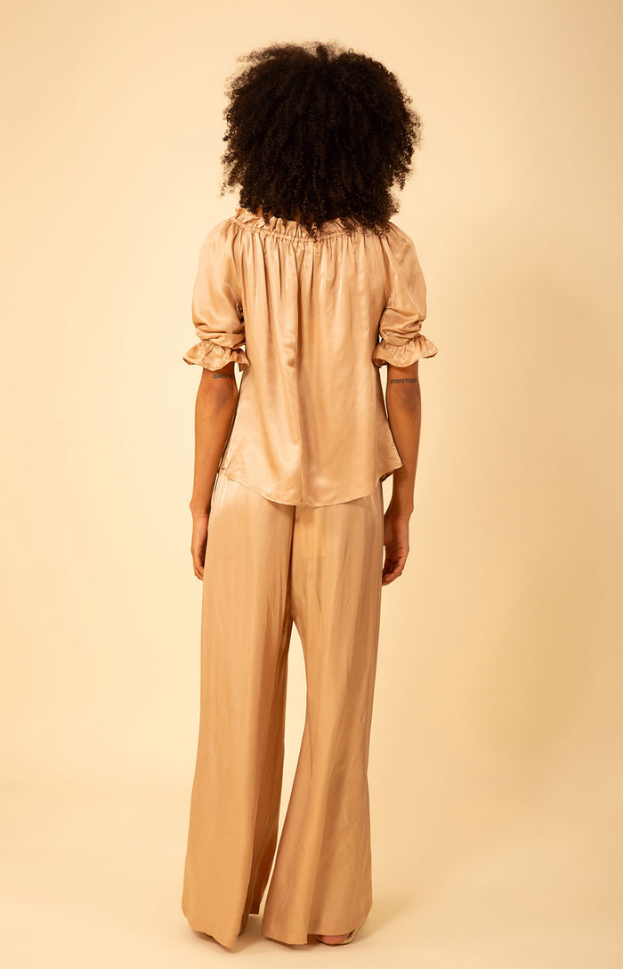 Hale Bob Tatum Solid Charmeuse Balloon Sleeve Top