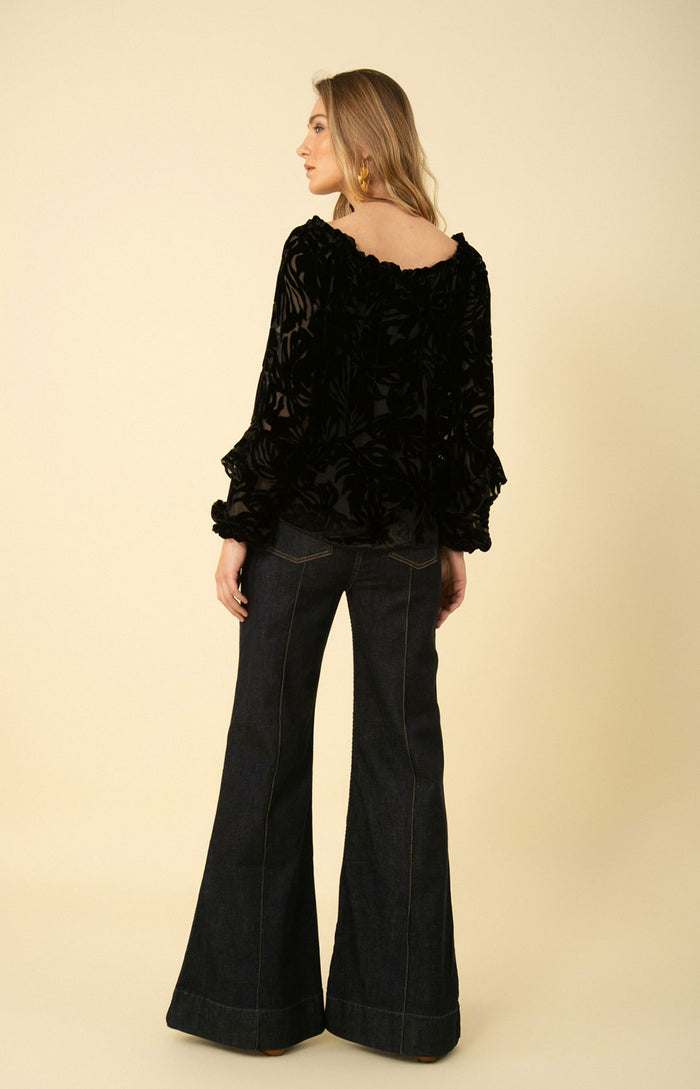 Hale Bob Violet Solid Velvet Burnout Top