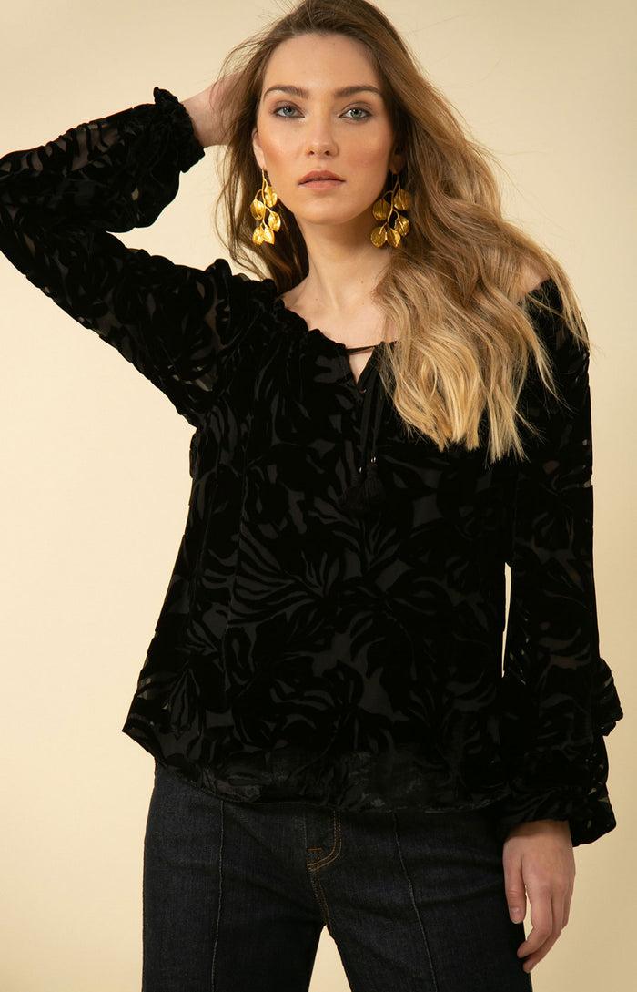 hale bob Violet Solid Velvet Burnout Top