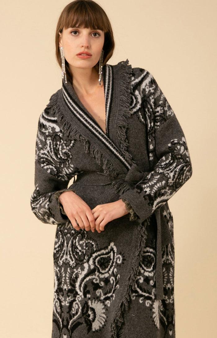 Hale Bob Zelie Wool Blend Wrap Midi Sweater