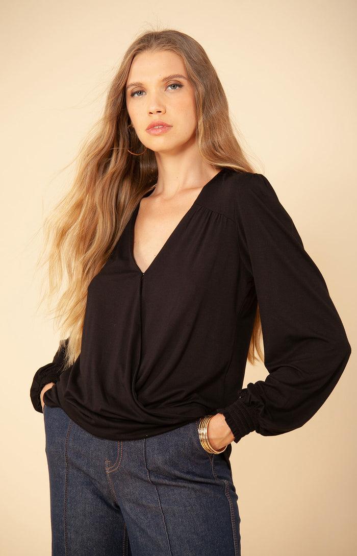 Hale Bob Zyana Solid Jersey Wrap Top