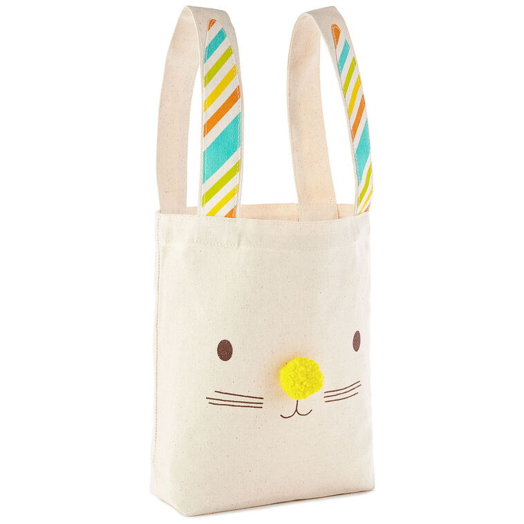 hallmark 10.7" Canvas Fabric Bunny Face Medium Gift Bag