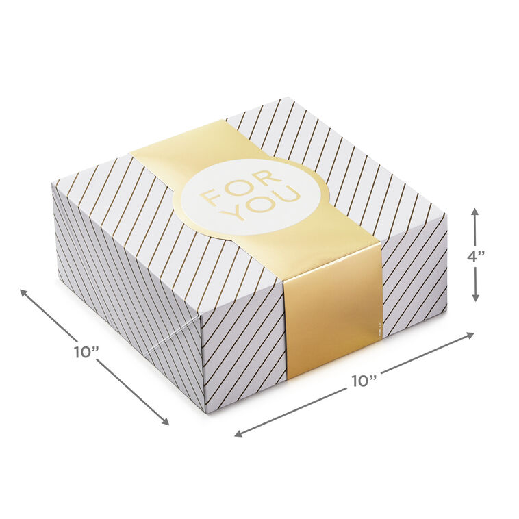 Hallmark 10" Gold And White Striped 2-Pack Gift Boxes With Bands