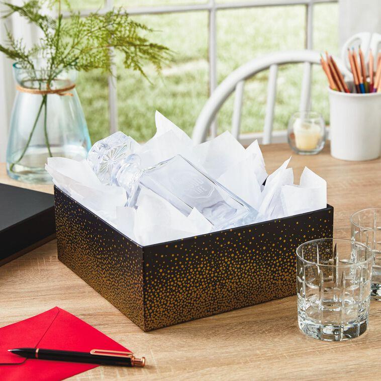 Hallmark 10" Square Champagne Bubbles On Black Gift Box