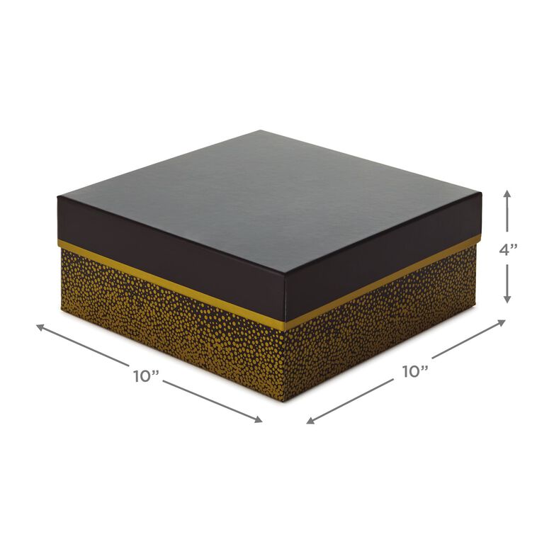 Hallmark 10" Square Champagne Bubbles On Black Gift Box