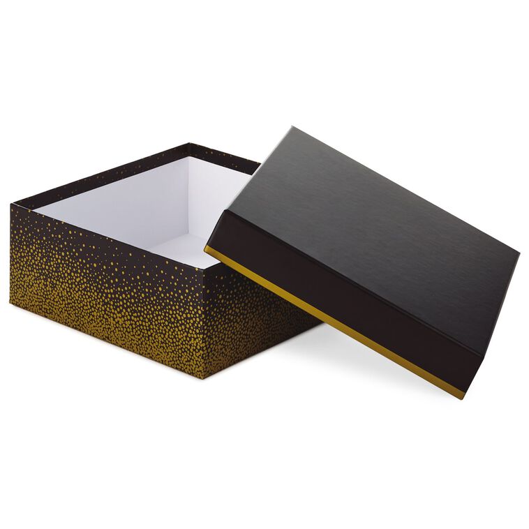 Hallmark 10" Square Champagne Bubbles On Black Gift Box
