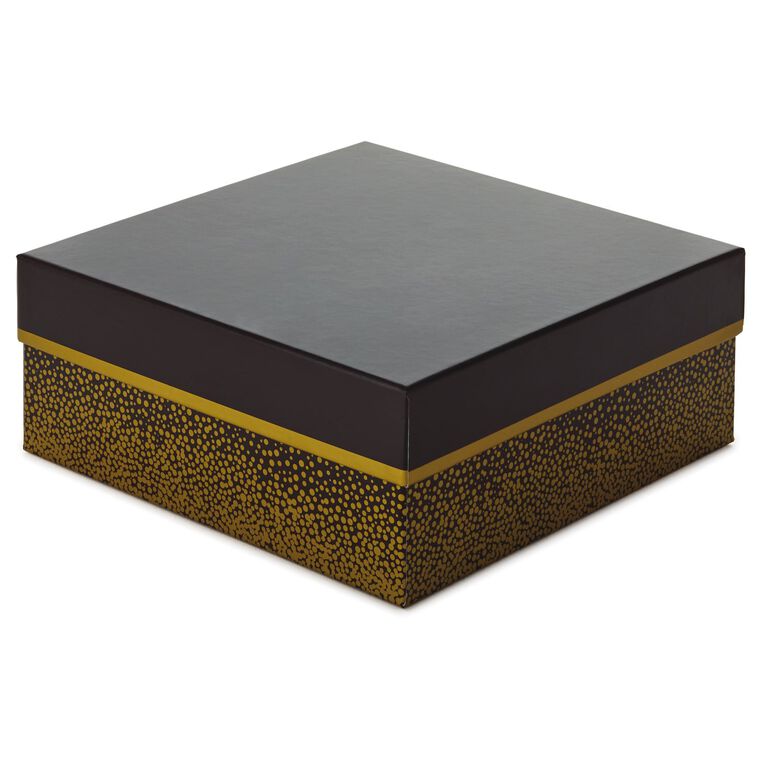 hallmark 10" Square Champagne Bubbles on Black Gift Box
