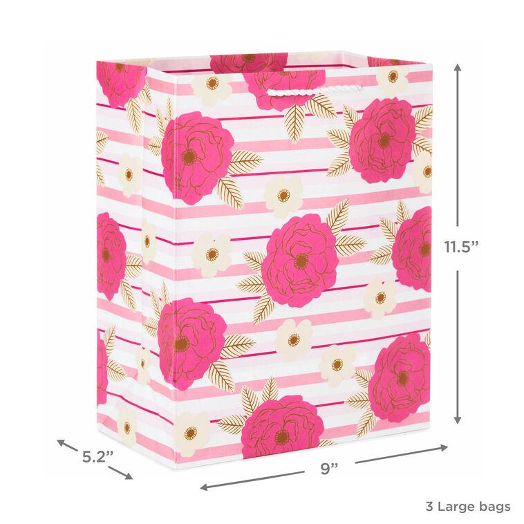 Hallmark 11.5" Assorted Pink And Pretty 3-Pack Large Mother's Day Gift Bags