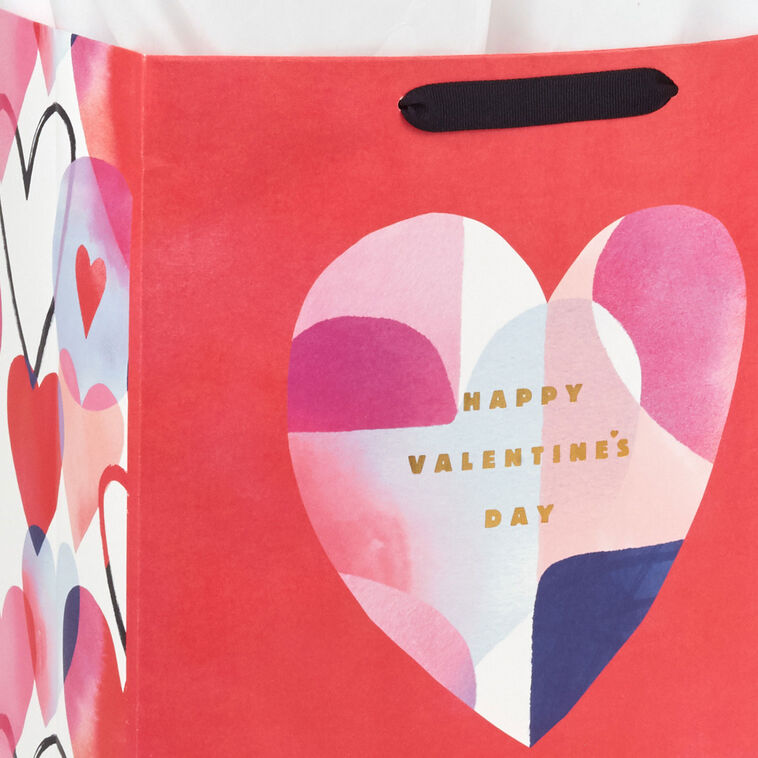 Hallmark 13" Abstract Heart On Red Large Valentine's Day Gift Bag With Tissue Paper
