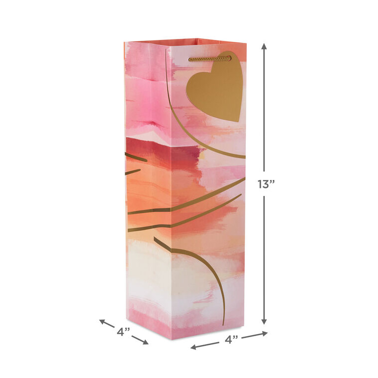 Hallmark 13" Abstract Pink And Gold 4-Pack Wine Bottle Gift Bags