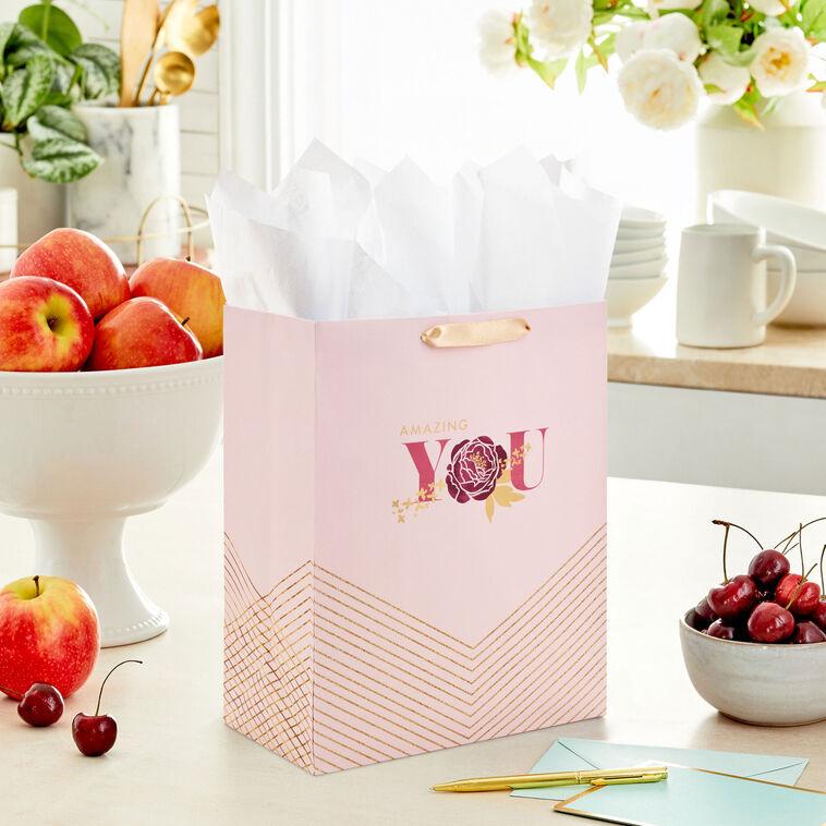 Hallmark 13" Amazing You Pink And Gold Large Gift Bag
