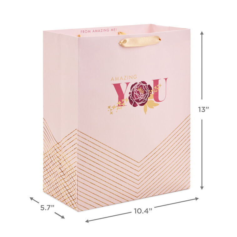 Hallmark 13" Amazing You Pink And Gold Large Gift Bag