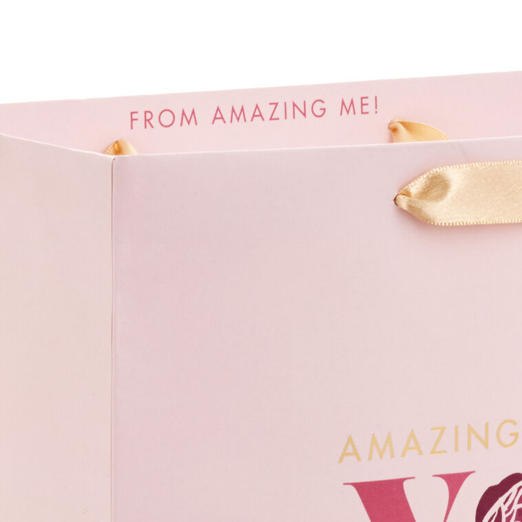 Hallmark 13" Amazing You Pink And Gold Large Gift Bag