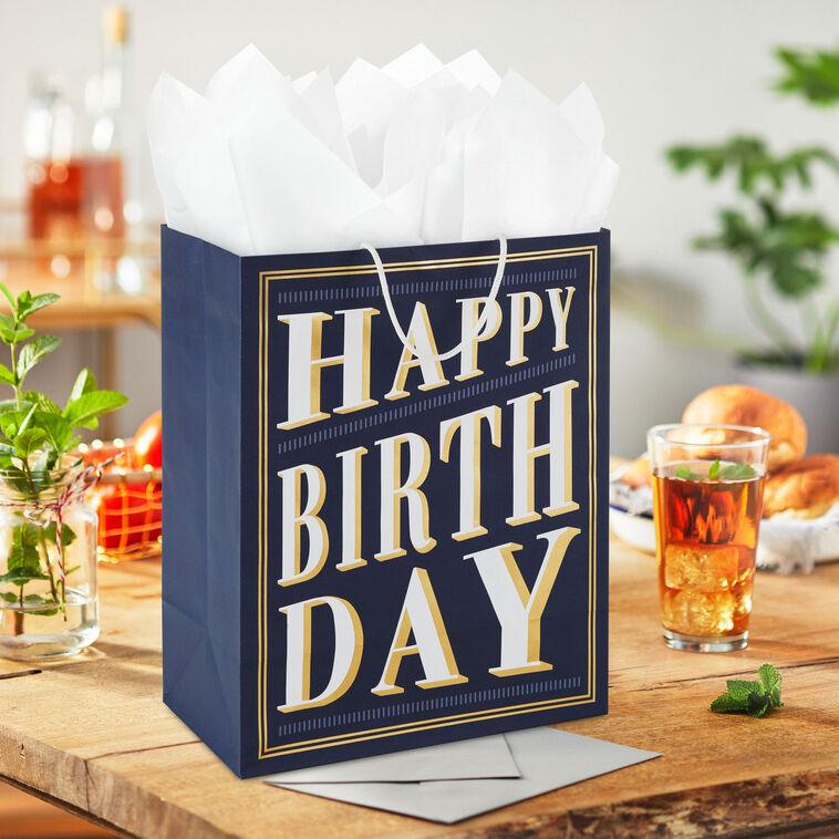 Hallmark 13" Art Deco Lettering Large Birthday Gift Bag