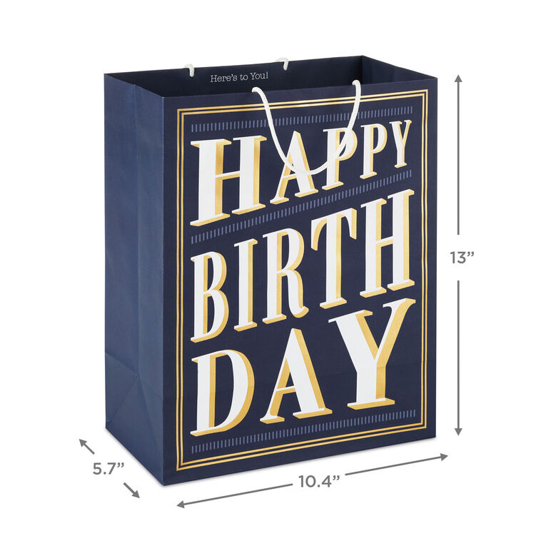 Hallmark 13" Art Deco Lettering Large Birthday Gift Bag