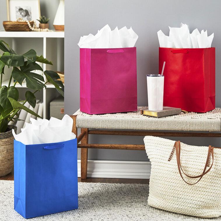 Hallmark 13" Assorted Solid Colors 3-Pack Large Gift Bags