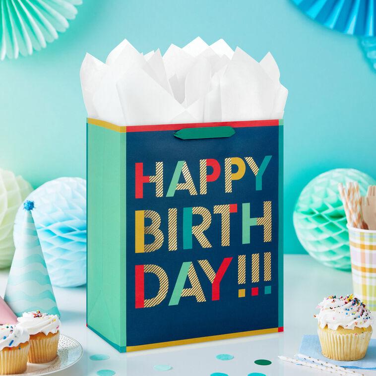 Hallmark 13" Bold Stacked Wishes Large Birthday Gift Bag