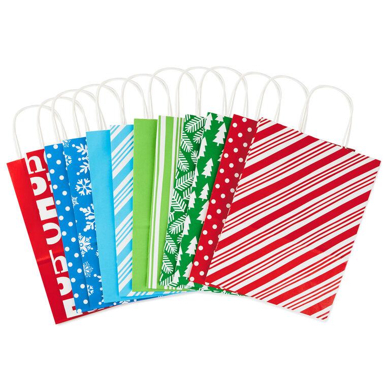 Hallmark 13" Bright Fun 12-Pack Assorted Christmas Gift Bags