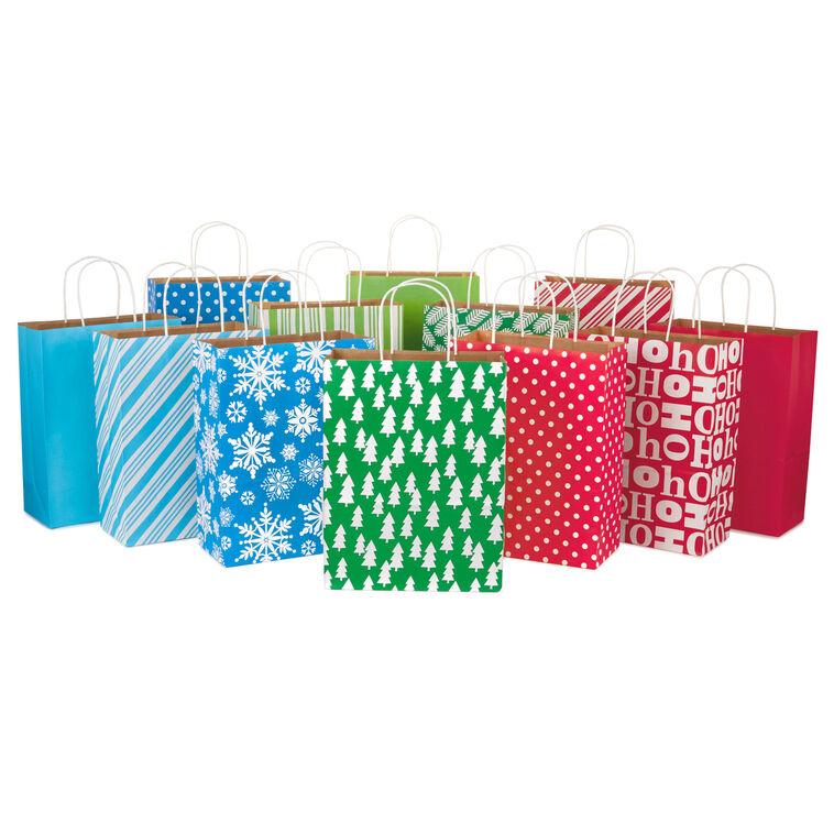 hallmark 13" Bright Fun 12-Pack Assorted Christmas Gift Bags