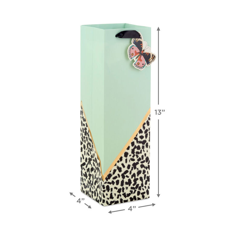 Hallmark 13" Butterfly On Cheetah Print Wine Gift Bag