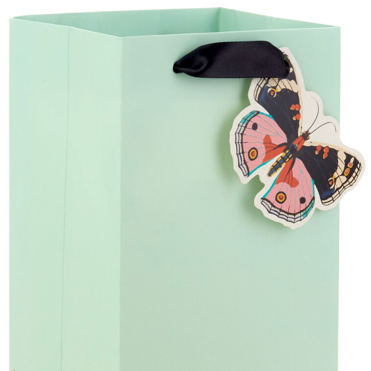 Hallmark 13" Butterfly On Cheetah Print Wine Gift Bag