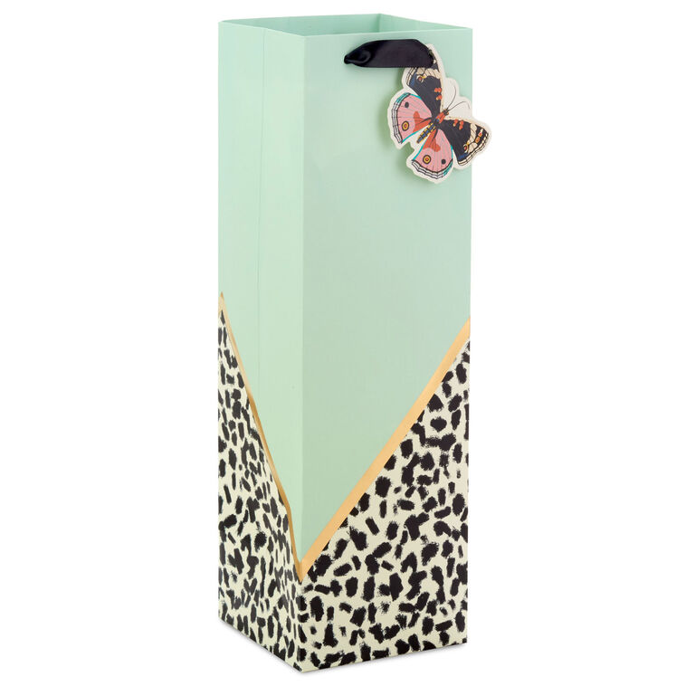 hallmark 13" Butterfly on Cheetah Print Wine Gift Bag