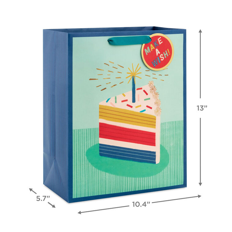 Hallmark 13" Candle And Cake Slice Large Birthday Gift Bag