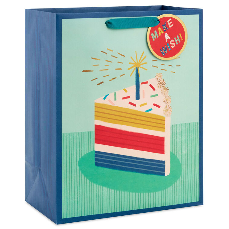 hallmark 13" Candle and Cake Slice Large Birthday Gift Bag