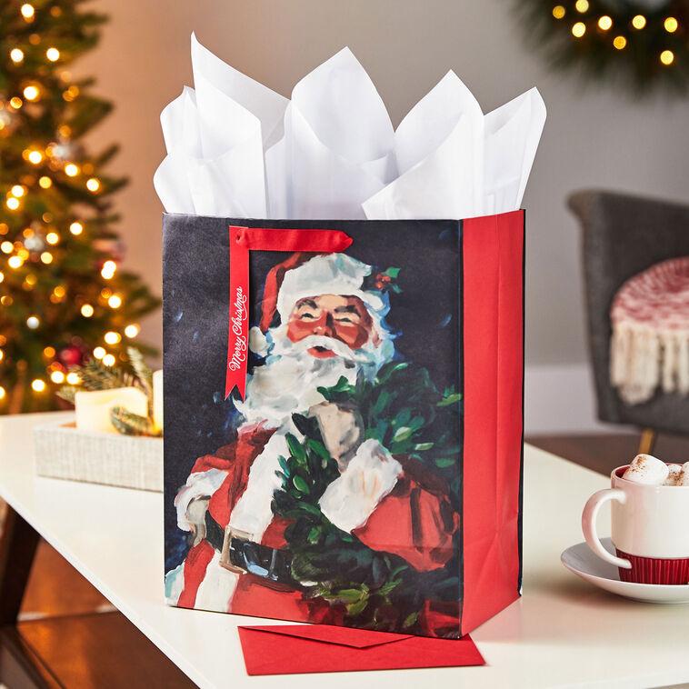 Hallmark 13" Classic Santa Large Christmas Gift Bag With Tissue Paper
