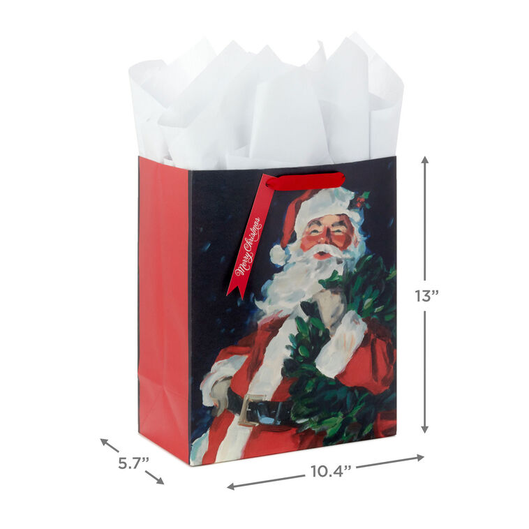 Hallmark 13" Classic Santa Large Christmas Gift Bag With Tissue Paper